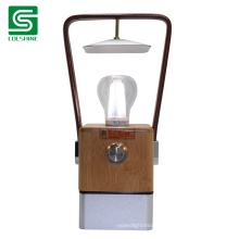 Bamboo Lantern with Leather Handle Outdoor Wireless